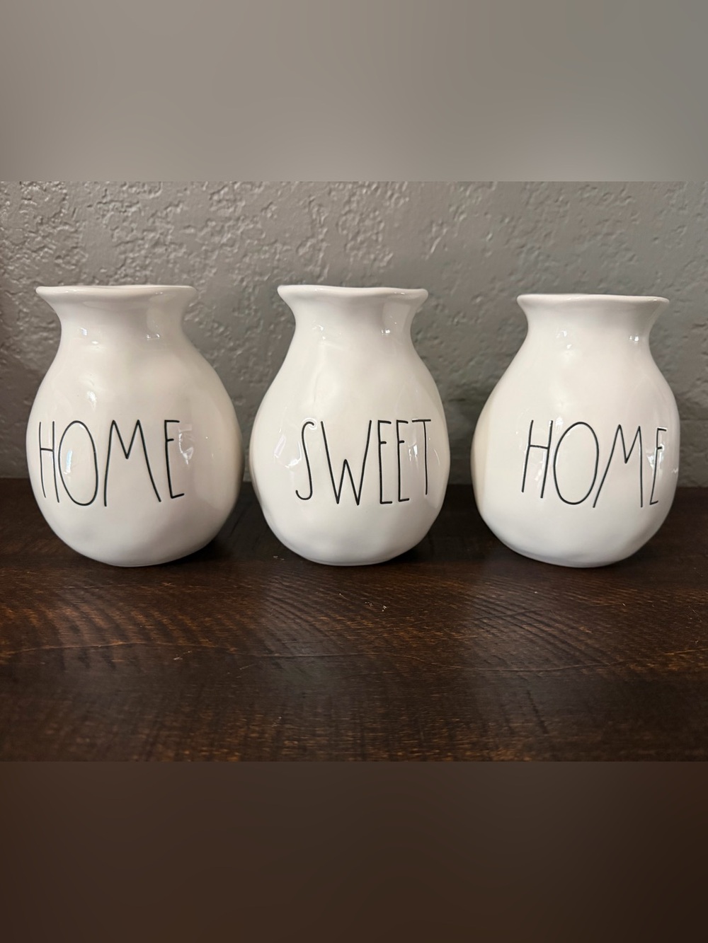 Rae Dunn "HOME SWEET HOME" Ceramic Bud Vases Set of 3